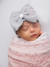 Load image into Gallery viewer, Grey Stipe Newborn Hat
