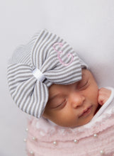 Load image into Gallery viewer, Grey Stipe Newborn Hat
